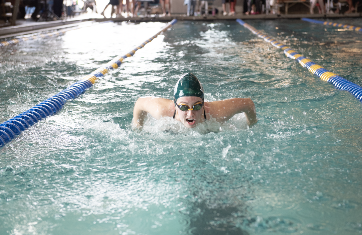 1.31.25 Junior Teaghan Vaira swimming butterfly in the 200 IM at Butte. 